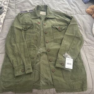 Free People Olive Military Field Jacket